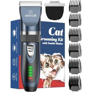image:imageoneisall Cat Clippers for Matted Hair Quiet Cat Shaver for Long Hair Cordless Cat Hair Trimmer for Grooming 2 Speed Pet Shaver Cat Grooming Kit for Cats Small Dogs Animals Double Blade