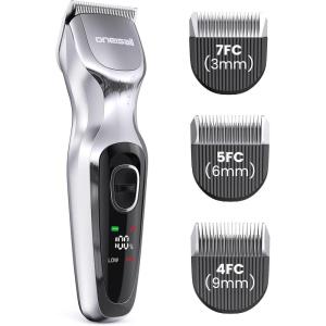 image:imageoneisall 4FC5FC7FC Blades Included DTJ001 Silver Dog Clippers for Grooming Thick Hair and 3PCS Replacement Blades