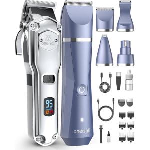 image:imageoneisall Dog Clippers for Grooming for Thick Heavy Coats All in One Cordless Dogs Grooming Kit Nail Grinder Paws Eyes Ears Face Rump