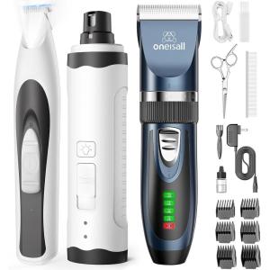 image:imageoneisall Cat Clippers for Matted Hair Quiet Cat Shaver for Long Hair Nail Grinder Paw Trimmer with 2 LED Lights 35dB
