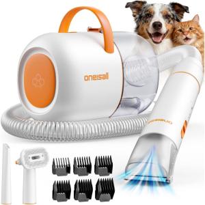 image:imageoneisall Dog Grooming Vacuum  15000Pa Suction Captures 99 Pet Hair to Reduce Shedding Dog Grooming Clippers amp Quiet Brush 59dB with 4 Accessories 2L Dust Canister for Home CleaningOrange