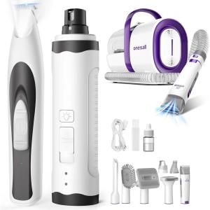 image:imageoneisall Dog Grooming Vacuumamponeisall Quiet Pet Trimmer for Paws Dog Nail Grinder Paw Trimmer with 2 LED Lights