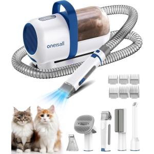 image:imageoneisall Cat Grooming Vacuum Quiet Pet Vacuum Grooming Kit with Brush amp Clippers for Hair Shedding Trimming 6 in 1 Cat Vacuum Groomer for Pet Hair Grooming