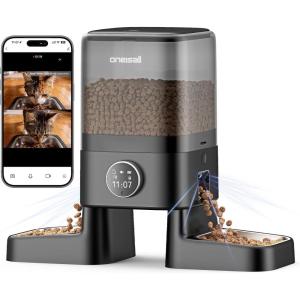 image:imageoneisall Automatic Cat Feeder with Camera for 2 Cats 1080P HD Night Vision 20 Cups5L Cat Feeder Automatic 2Way Audio 5G WiFi APP Remote Control Pet FeederDual Cameras