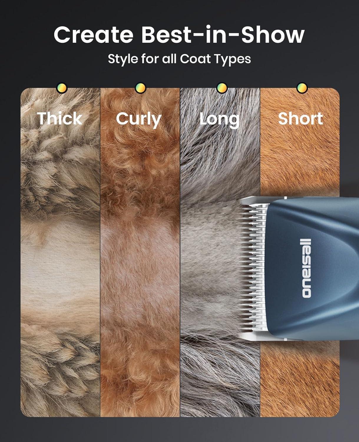 image:imageoneisall Professional Dog Clipper Cordless Pet Grooming Trimmer with Charging Dock 3700 SPM 3 Guide Combs for All Coat Types
