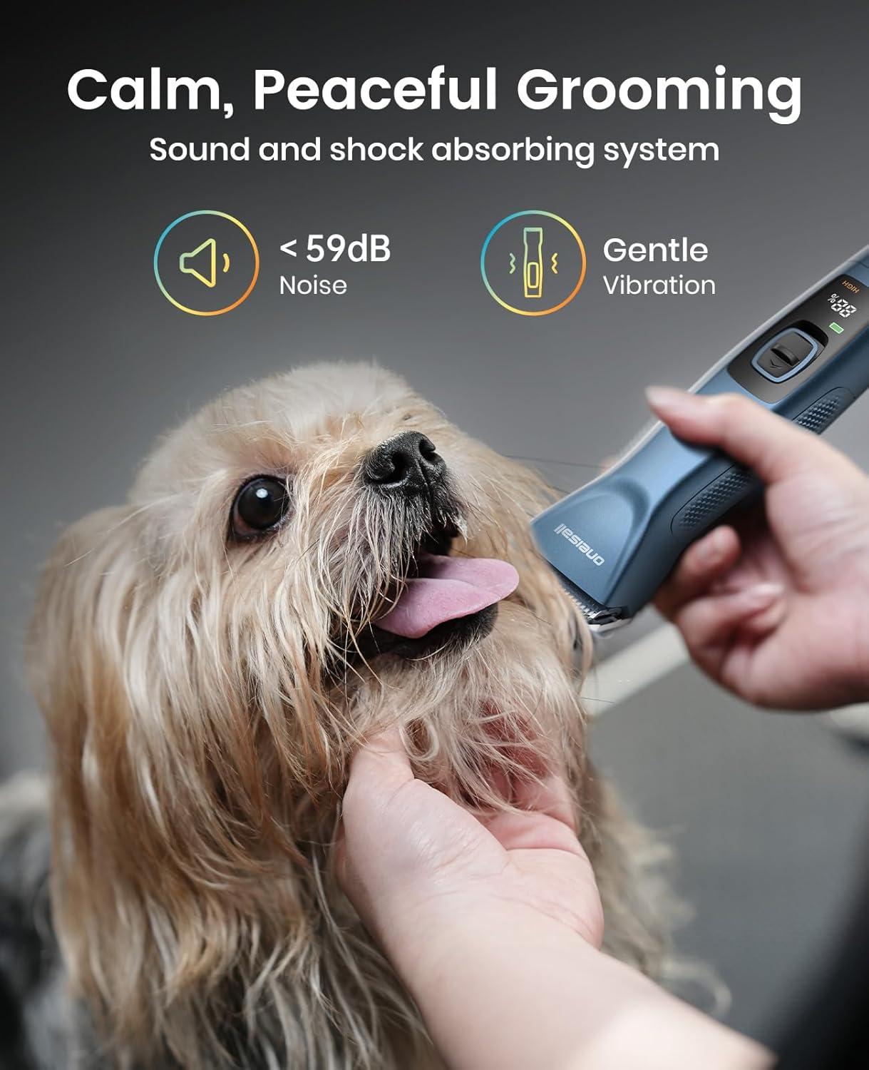image:imageoneisall Professional Dog Clipper Cordless Pet Grooming Trimmer with Charging Dock 3700 SPM 3 Guide Combs for All Coat Types