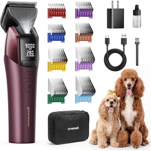 image:imageoneisall Dog Clippers for Grooming Thick Hair Professional 9000RPM 5 Speed with 5 in 1 DLC Blade 280min Cordless Low Noise Dog Grooming Kit with 8 Metal Combs Carring Case for Dogs Cats PetRed