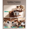 image:image32L108oz oneisall Cordless Stainless Steel Cat Water Fountain for Cat Dog  True WirelessUltra Quiet SilentFlow Pump3 Flow ModesEasy to Clean3Piece Design4000mAh Rechargeable5Layer Filter108oz Cat Fountain1 Filter1 Sponge