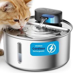 image:image32L108oz oneisall Cordless Stainless Steel Cat Water Fountain for Cat Dog  True WirelessUltra Quiet SilentFlow Pump3 Flow ModesEasy to Clean3Piece Design4000mAh Rechargeable5Layer Filter108oz Cat Fountain1 Filter1 Sponge