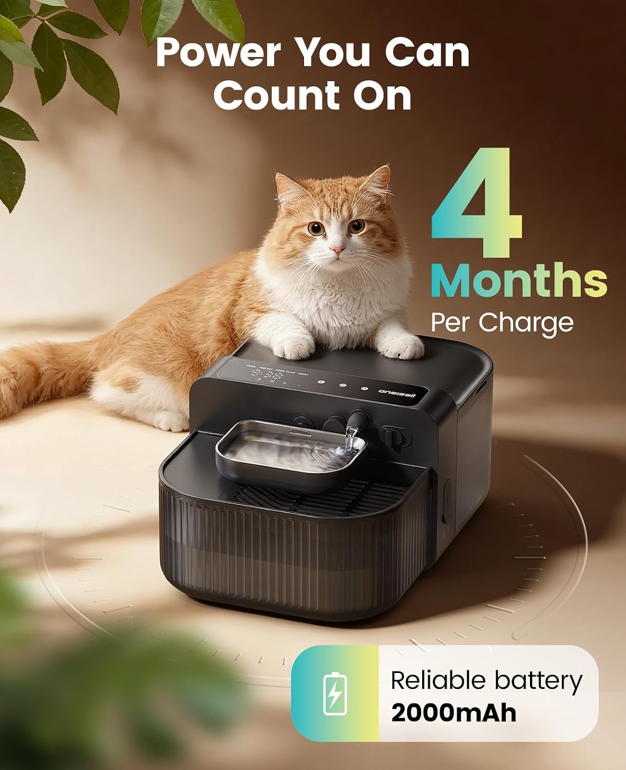 image:imageoneisall 35L Wireless Filterless Cat Water Fountain for Cat PetPW17  Wastewater SeparationNo Filter NeededCordlessSeparate CleanampDirty Water304 Stainless Bowl30dB QuietSmart LED Display